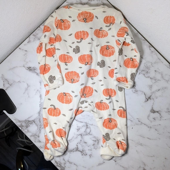 NWOT Little Planet Organic Carters Newborn Fall Halloween Pumpkin 2 Way Zipper - Picture 4 of 4